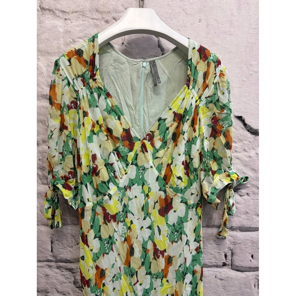 Anthropologie Short-Sleeve Floral V-Neck Slip Midi Dress Size 1X Colorful Sexy - Picture 7 of 10